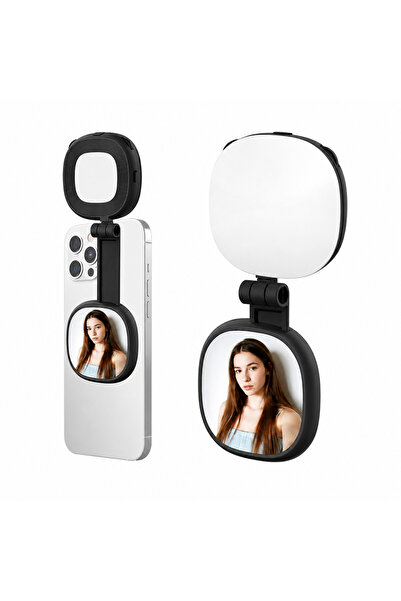cyke Suport Magnetic cu Lumină LED și Oglindă Integrată – Negru