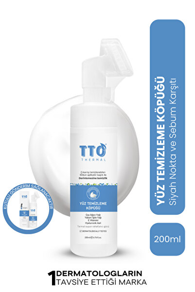 TTO Thermal Yüz Temizleme Köpüğü 200 ml Aplikatörlü Cilt Temizleyici Demodex’...