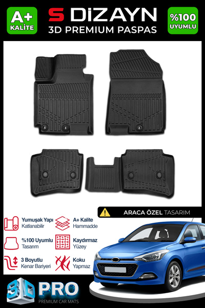 S Dizayn S-Dizayn Hyundai i20 3D Pro Havuzlu Paspas 2014-2018 A+ Kalite 3DS-S...