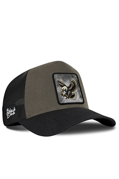 BlackBörk V1 Trucker Kartal -6Bs Unisex Black-Khaki Hat with Code Logo (Cap)