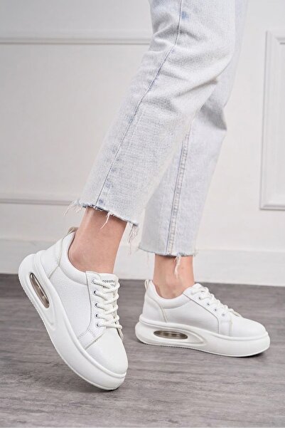 İmerShoes Casual Women's White Sneaker Knit Lace up Lightweight Thick High Ba...