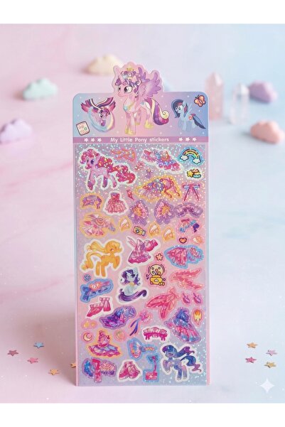 GLOWILLA My Little Pony Çocuk Sticker Seti Parıltılı Çıkartma Sayfası ve Figü...
