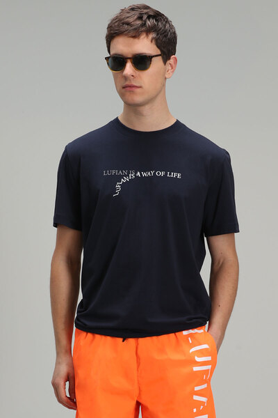 Lufian Stewart Modern Graphic T- Shirt Navy Blue