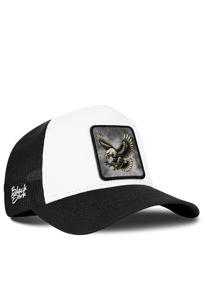 BlackBörk Black-White Trucker Hat with Eagle Logo