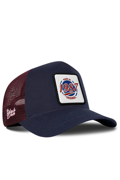 BlackBörk Made in 1987 Logo Navy-Burgundy Trucker Hat