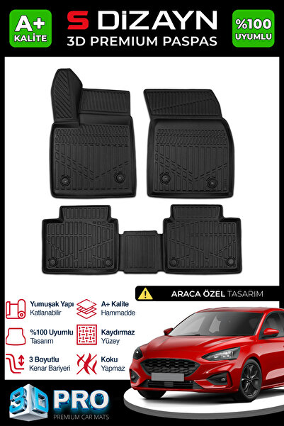 S Dizayn S-Dizayn Ford Focus 4 3D Pro Havuzlu Paspas 2019 Üzeri A+ Kalite 3DS...