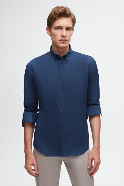 D'S Damat DS Damat Slim Fit Indigo Oxford košulja sa dugmadima, lako se pegla...