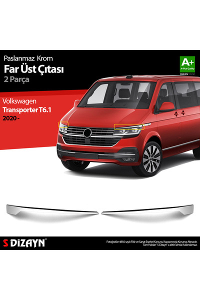 S Dizayn S-Dizayn VW Transporter T6.1 Krom Far Üst Çıtası 2 Prç. 2020-2025 76...