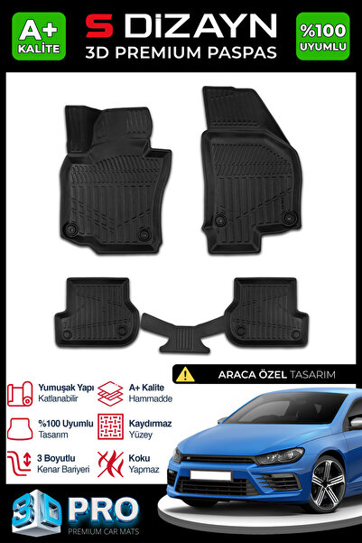S Dizayn S-Dizayn VW Scirocco 3D Pro Havuzlu Paspas 2008 Üzeri A+ Kalite 3DS-...