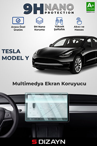 S Dizayn S-Dizayn Tesla Model Y 15.4 İnç 9H Nano Multimedya Ekran Koruyucu (P...