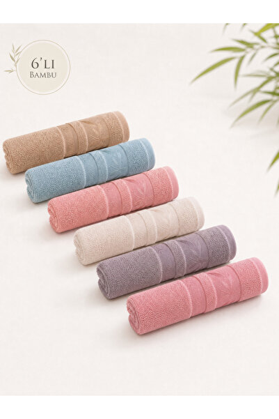 ŞENER HOME Set of 6 First Quality Bamboo 30X50 Kitchen Hand Towels Soft Colors