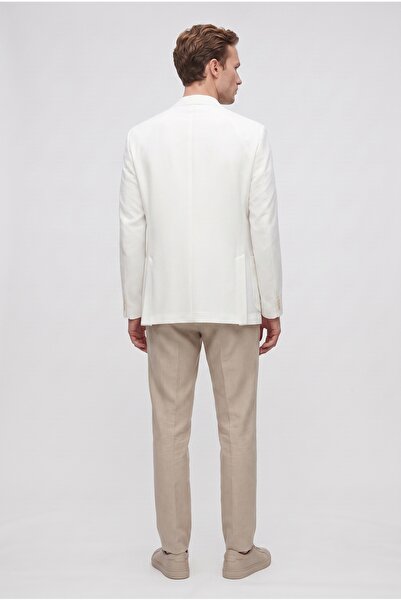 D'S Damat Ds Damat Slim Fit Ecru Dobby Fabric Jacket