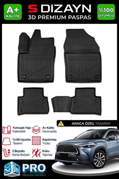S Dizayn S-Dizayn Toyota Corolla Cross 3D Pro Havuzlu Paspas 2022 Üzeri A+ Ka...