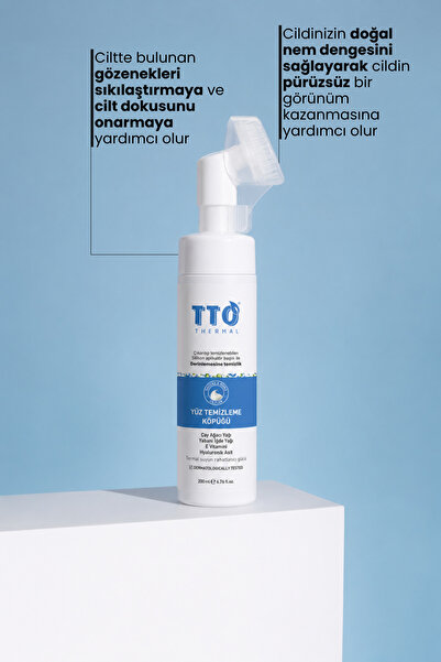 TTO Thermal Yüz Temizleme Köpüğü 200 ml Aplikatörlü Cilt Temizleyici Demodex’e Eğilimli Ciltler