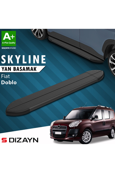 S Dizayn Fiat Doblo 2 Skyline Siyah Yan Basamak 193 Cm 2010-2022 A+ Kalite FI...
