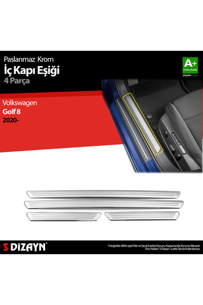 S Dizayn S-Dizayn VW Golf 8 HB Krom İç Kapı Eşiği 4 Prç. 2020-2024 7652160