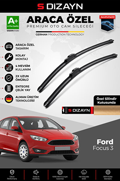 S Dizayn S-Dizayn Ford Focus 3 Ön Cam Silecek Seti 2011-2019 Premium Araca Öz...
