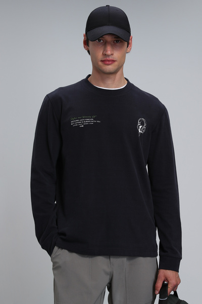 Lufian Tricou cu mânecă lungă pentru bărbați Magnus - Antracit