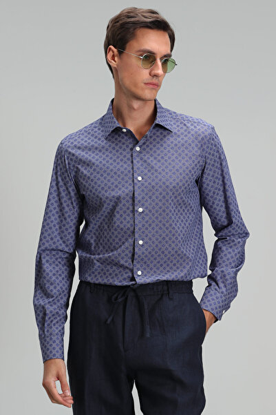 Lufian Benjamin Мъжка елегантна риза Slim Fit Navy Blue