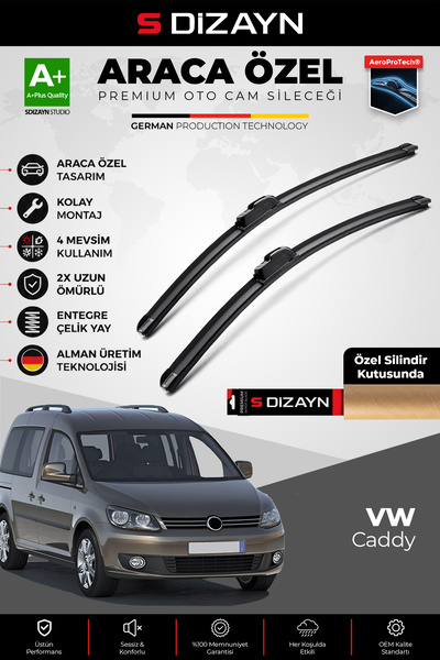 S Dizayn S-Dizayn VW Caddy Ön Cam Silecek Seti 2006-2015 Premium Araca Özel 6...