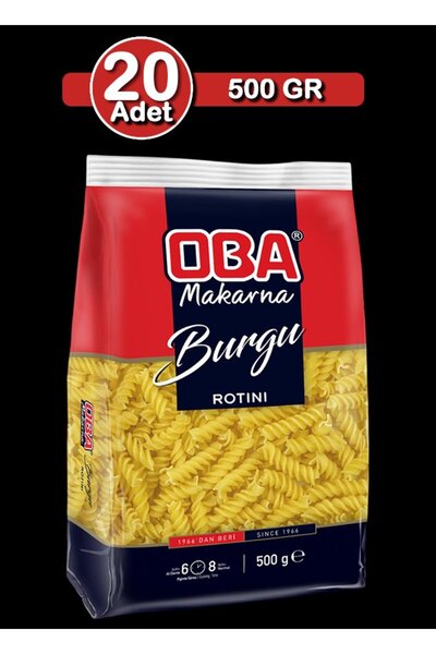 OBA Burgu Makarna 500 G X 20 Adet | Uzun Süreli Stok Paketi