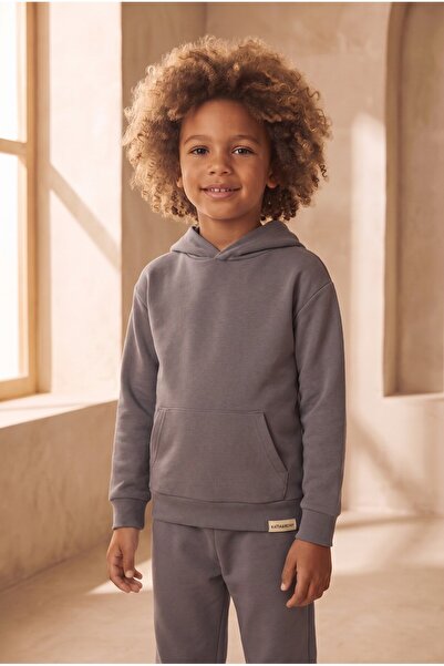 Katia&Bony Children's Basic Fluffy Elastic Leg Pants Dark Gray