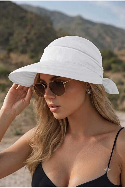 Betülce - Sea Hat with Uv Protection, Detachable Zipper - Bow on the Back - W...