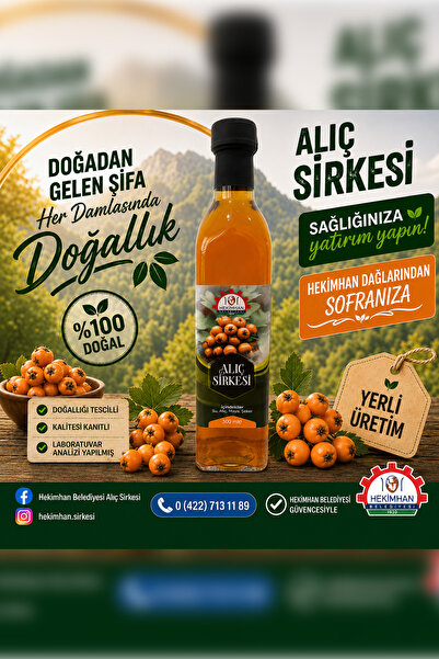 Hekimhan Belediyesi Alıç Sirkesi 4'lü cam şişe (2L) [Laboratuvar analizli]