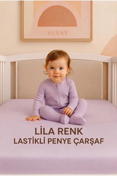 SUVAY Lila Bebek Lastikli Çarşaf %100 Pamuklu Penye Park Yatak |60x120|70x110...