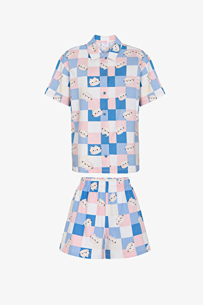 Penti Set de pijamale cu pantaloni scurți și cămașă cu mânecă scurtă cu model...