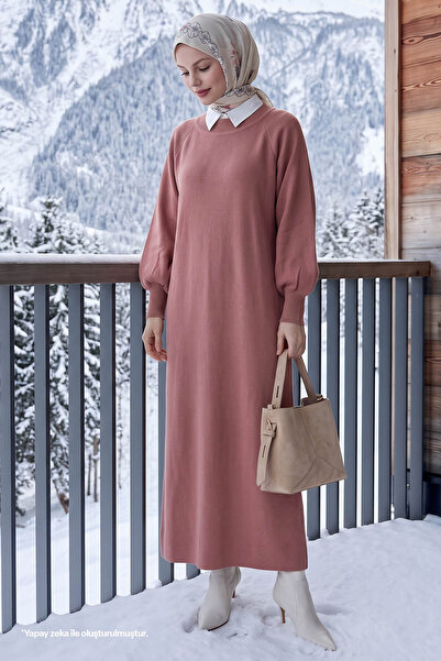 InStyle Mina Balloon Sleeve Knitwear Dress - Dusty Rose