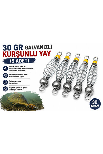 sr sazanrig 30 GR KURŞUNLU PASLANMAZ YAY (5’ Lİ PAKET)