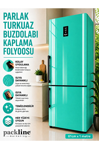 Packline Marketing Sjajna tirkizna folija za oblaganje frižidera 61cm x 1m