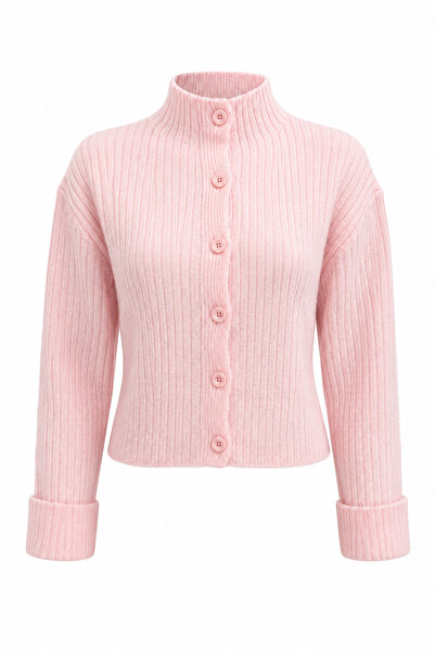 Noi Belis Basic Crop Yumuşak Dokulu Dik Yaka Triko Hırka AW25HI0004