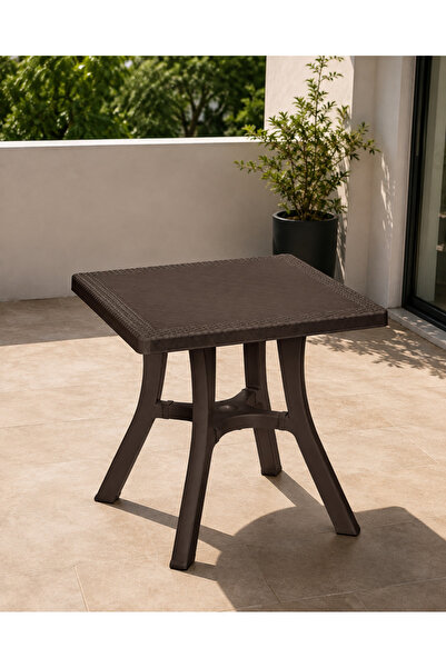 YOGNETIC Rattan Desenli, Dayanıklı Kare Bahçe & Balkon Masası – 70x70 CM