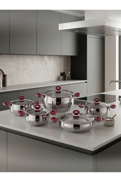 Hascevher Anemon 10 Pcs Cookware Set (18/20/22/24/24Krn.)