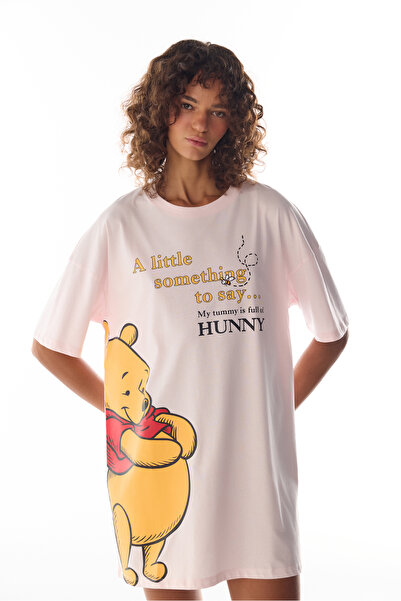 Penti Pembe Winnie The Pooh Ayı Desenli Kısa Kollu Gecelik