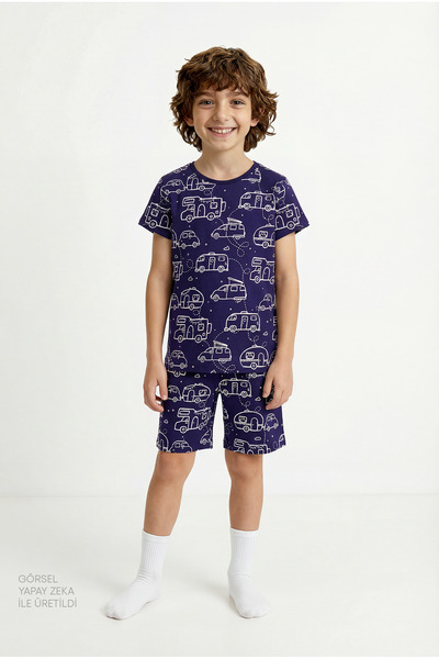 Penti Erkek Çocuk Mint Yesili Adventure Await Kısa Kollu 2'li Pijama Takımı