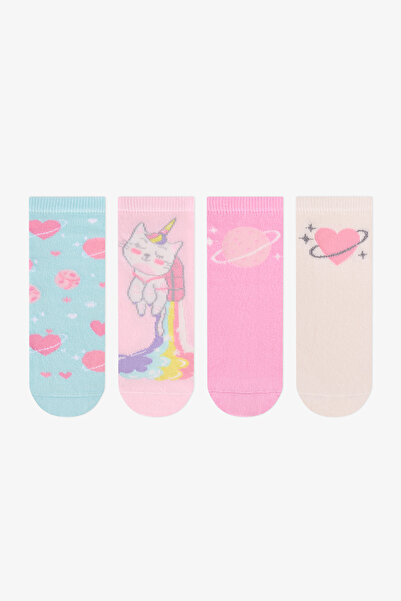 Penti Kız Çocuk Caticorn Galaxy Unicorn Desenli Pamuklu 4 Çift Soket Çorap