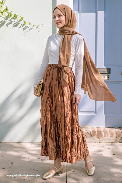 InStyle Satin Kraş kamel suknja