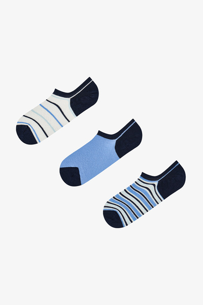 Penti Erkek Ocean Lines Pamuklu Çizgili 3 Çift Sneaker Çorap