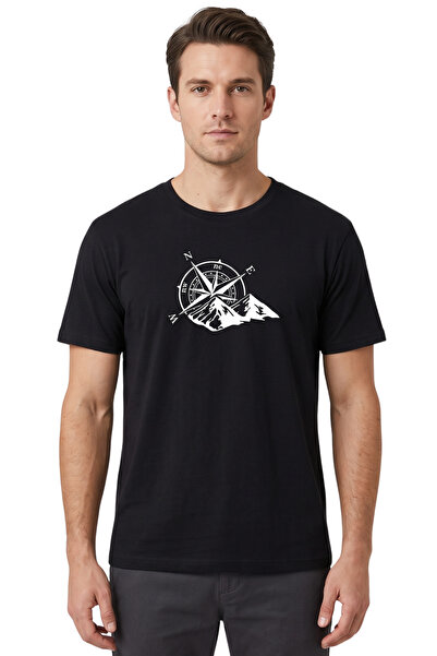 noetr Schwarzes Basic-T-Shirt für Herren mit Reisekompass-Aufdruck