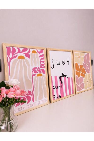 dopamine decor studio Matisse Çiçekleri ve Meraklı Kedi 33x48 cm Çerçeveli Do...