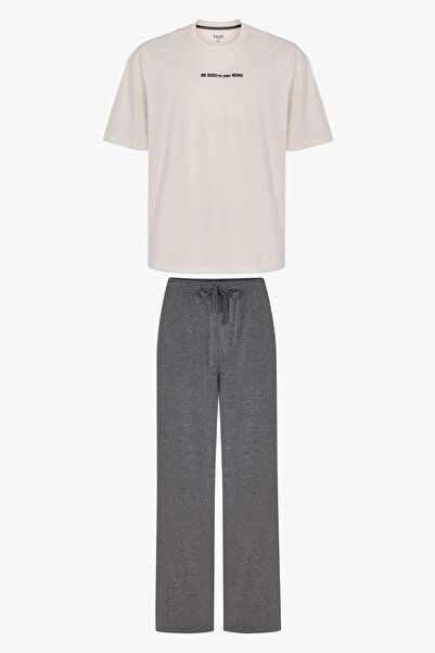 Penti Men's Modern Stone Oversize Trousers Short Sleeve Pajama Set