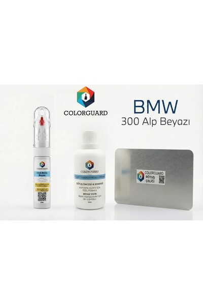 COLORGUARD BMW 300 Alp Beyazı Rötuş Seti - 2 si 1 Arada İğne ve Fırça Uçlu Şi...