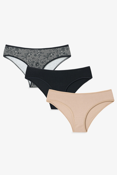 Penti Fancy Spirit Lace Regular Waist 3-Piece Cotton Slip Panties