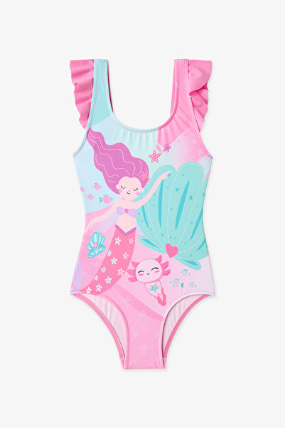 Penti Kız Çocuk Açık Pembe Dream Deniz Kızı Desenli Mayo