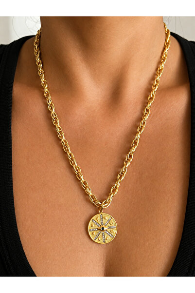 tones official Evil Eye-Sanş-Berkeket Themed Zircon Stone Necklace