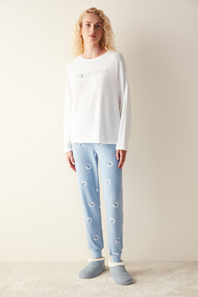 Penti Moon Yoga Sweatshirt Kırık Beyaz Pijama Üstü