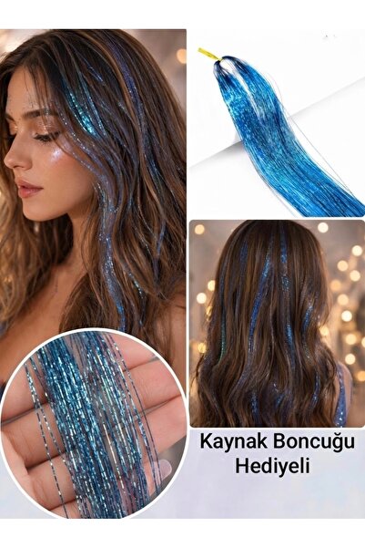 MutluBiDünya Kaynak Boncuğu Hediyeli Hair Tinsel Gelin Teli Saç Simi Aksesuarı